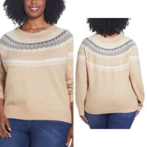 Weatherproof Beige Patterned Crewneck Sweater Size XL